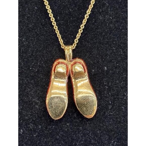 Ruby Red and Gold Tone Slippers Necklace - Picture 12 of 12